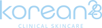 Korean28 logo in light blue with the tagline 'Clinical Skincare' on a transparent background.